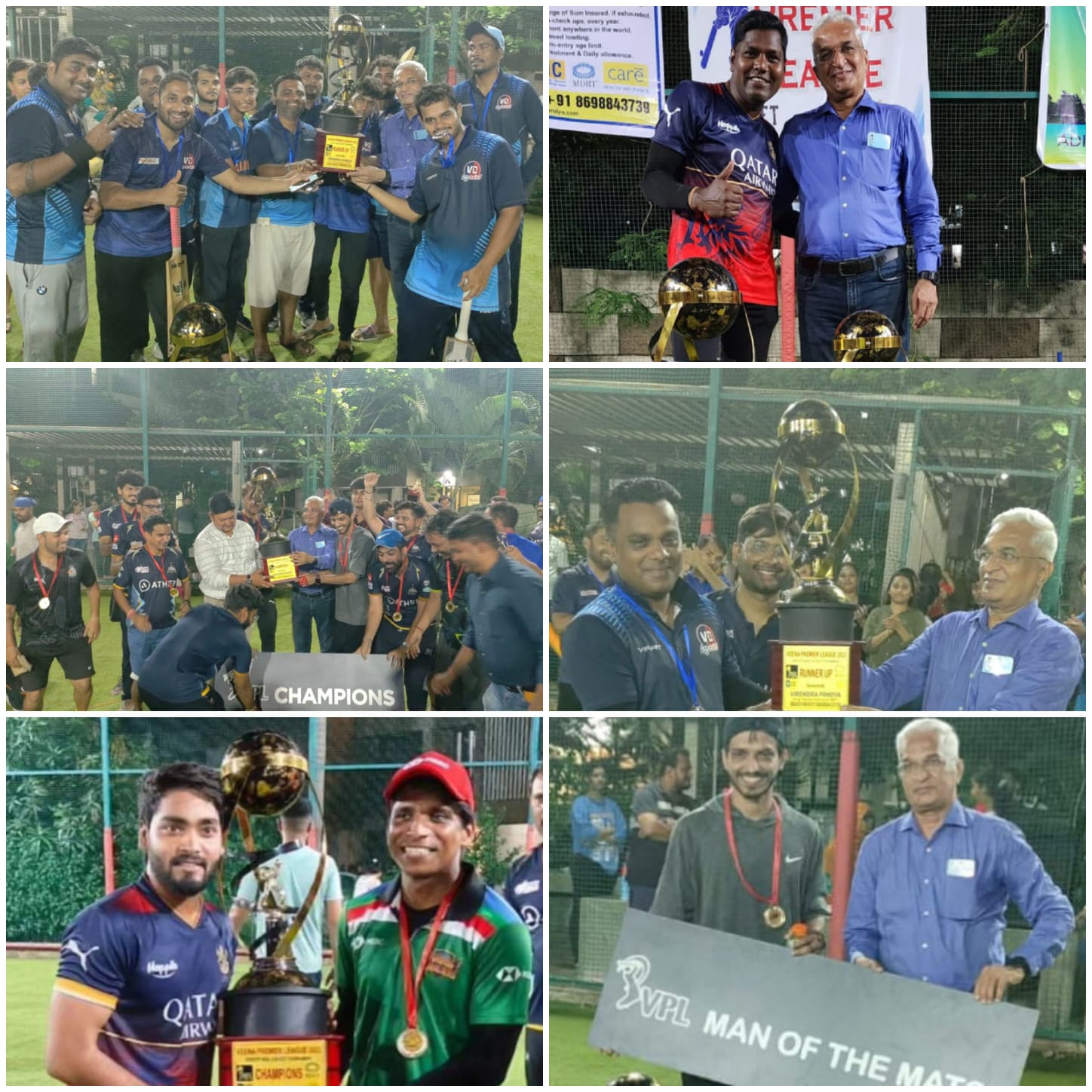 Veena Dynasty  VPL (Veena Premier League.)  was played for 2.days n final on 21.st May Sunday Prize Distribution,  wr I was  Called as Chief Guest Sponsored Champions Trophy/ Runners up Trophy N Winners N Runners up Medals.